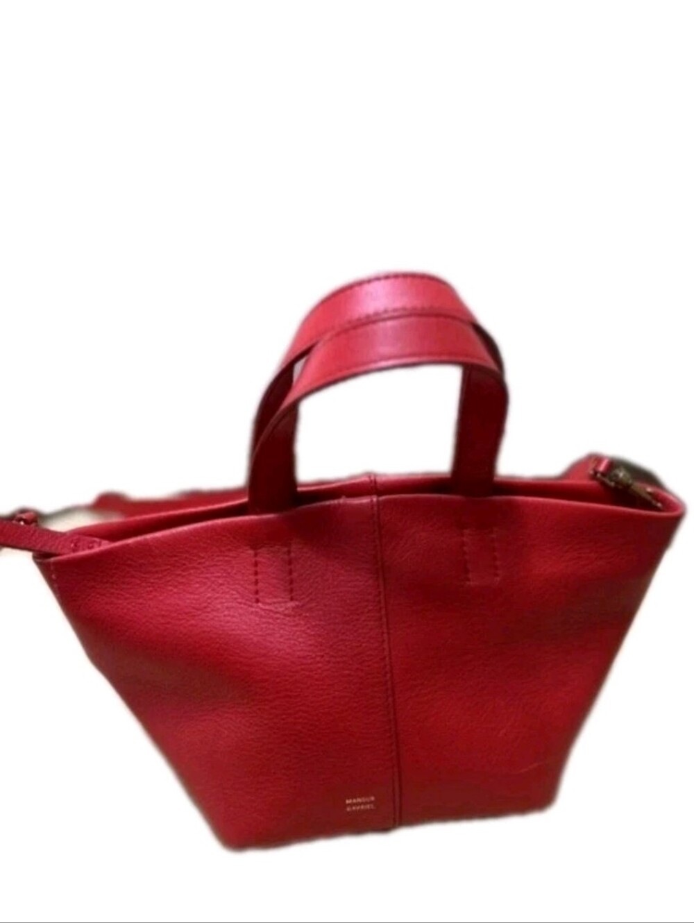 Gently Used Mansur Gavriel Tulipano Mini Pebbled Leather Crossbody Bag Red